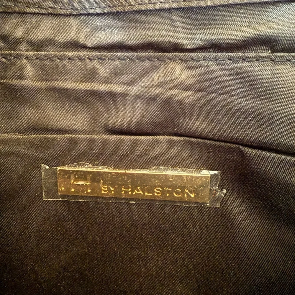 H by Halston Black Mesh Envelope Evening Bag with Gold Chain